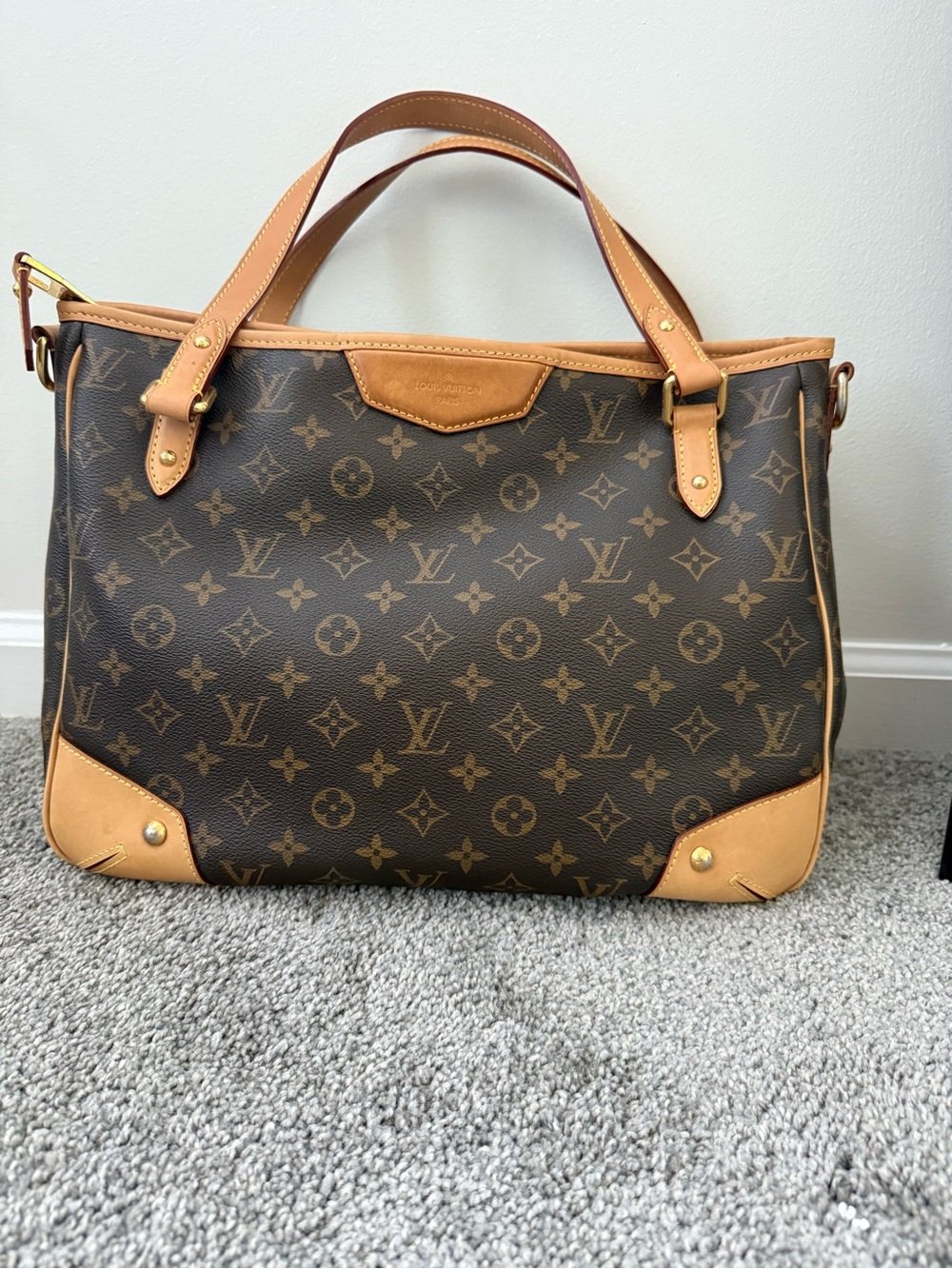 Louis Vuitton Monogram Canvas Brown Shoulder Bag with Tan Trim